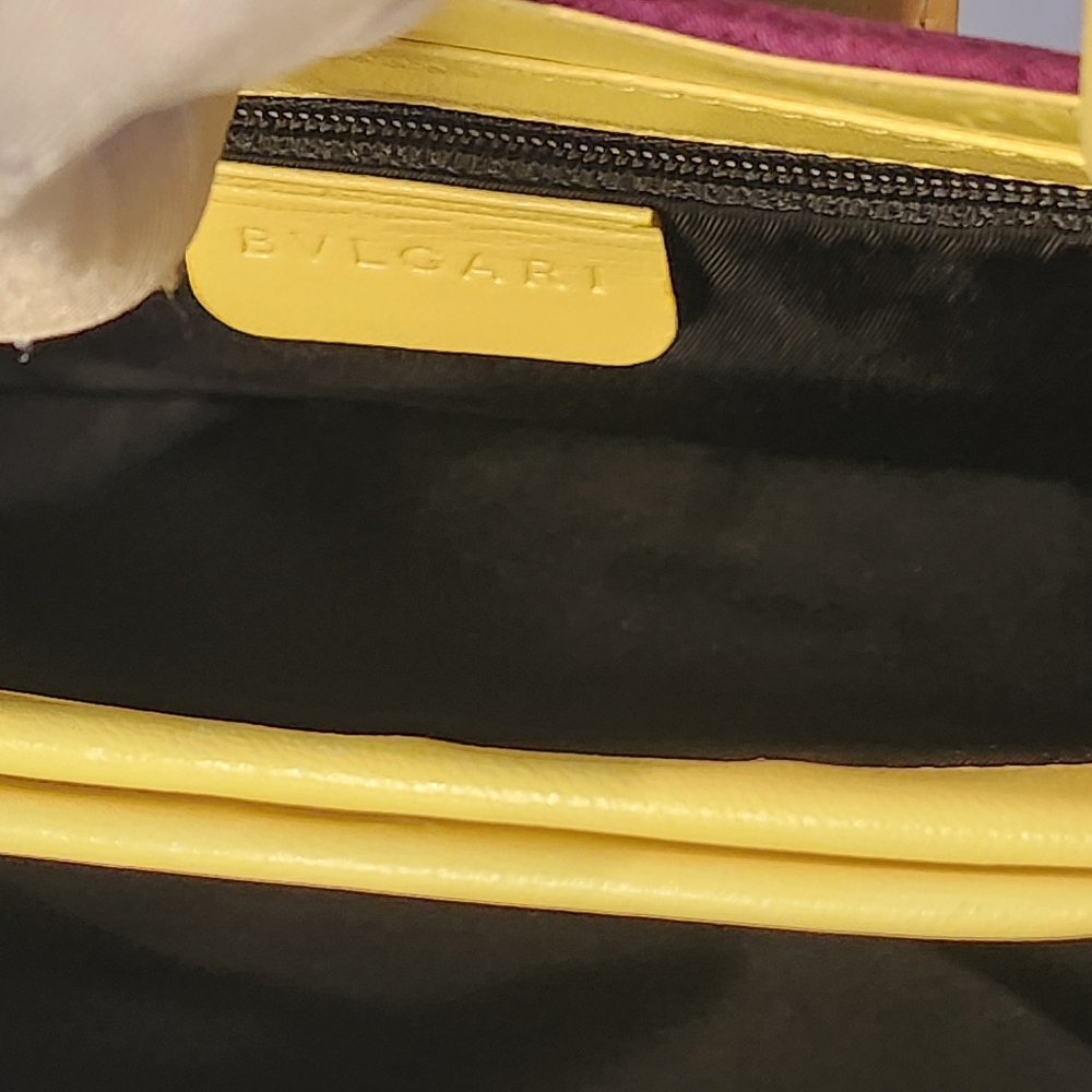 Bvlgari Logo Canvas & Leather Shoulder Bag Purple & Yellow Bulgari - Picture 14 of 16